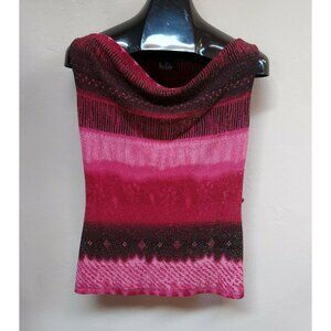 New Ruby Women's Multicolor Sleeveless Draped Boatneck Knit Top Blouse Casual